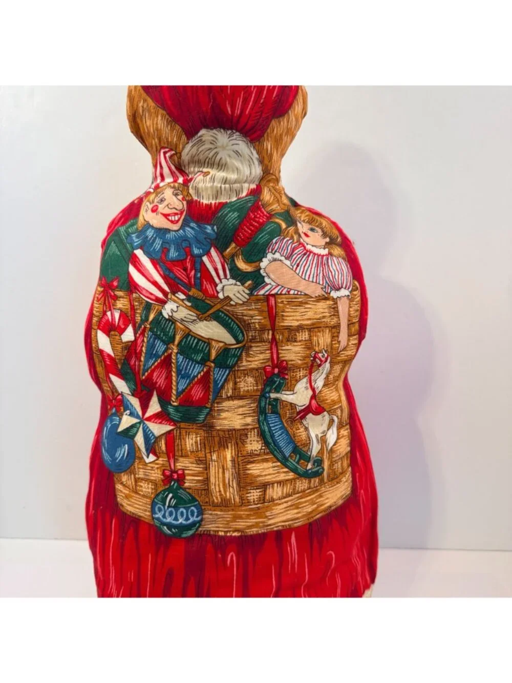 Vintage Fabric Stuffed Santa Christmas Folk Art Country Cut & Sew 18